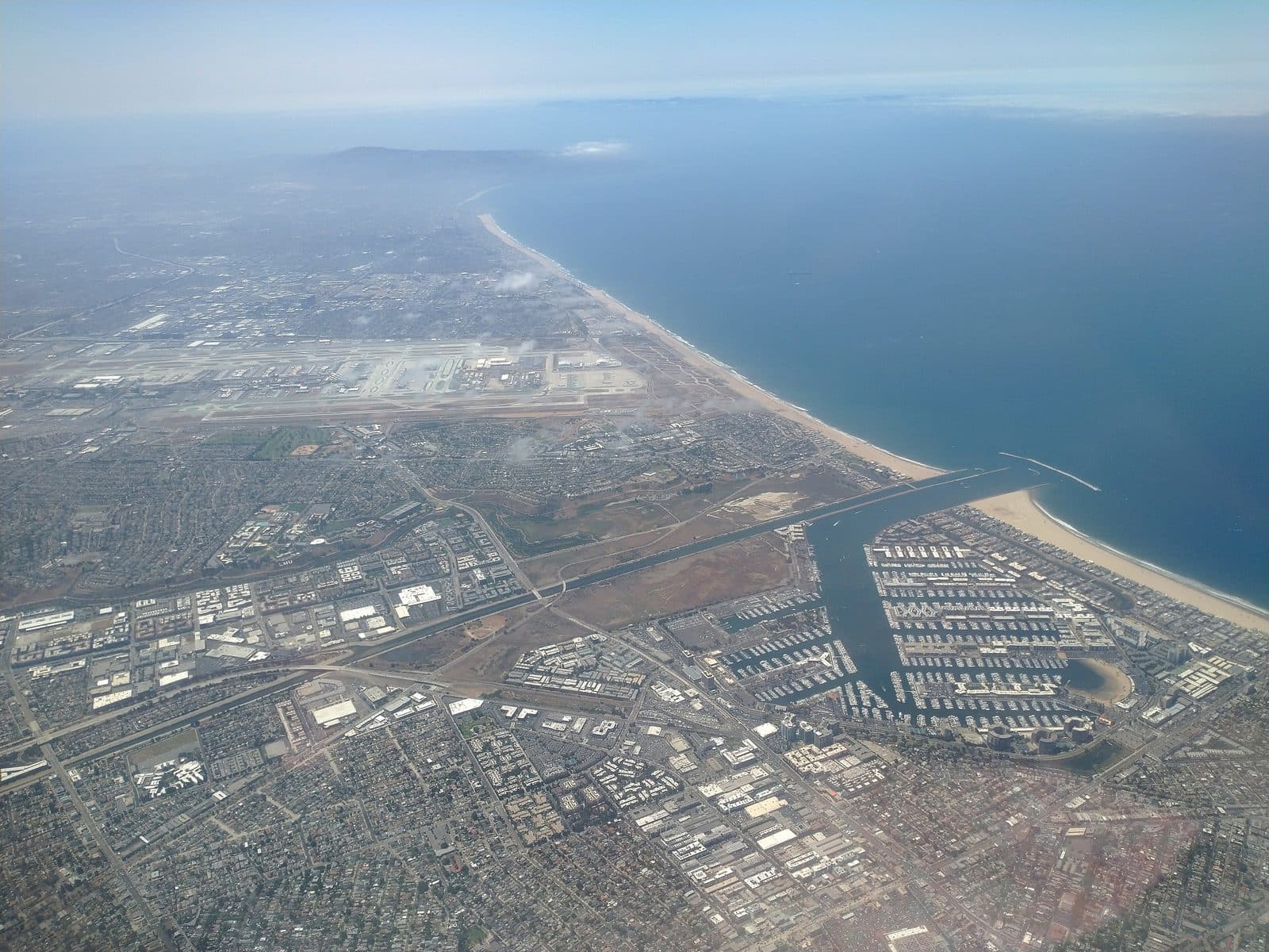 Mobile car detailing in Playa Vista — Westside aerial view Aerial view of Playa Vista, Ballona Creek and the Marina del Rey coastline on Los Angeles' Westside